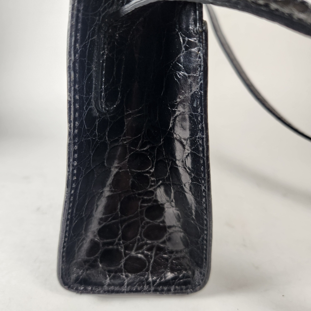 TALBOTS Crossbody Bag Black Leather Charm Inside Zipper Pocket Minimalist Purse - Picture 7 of 16